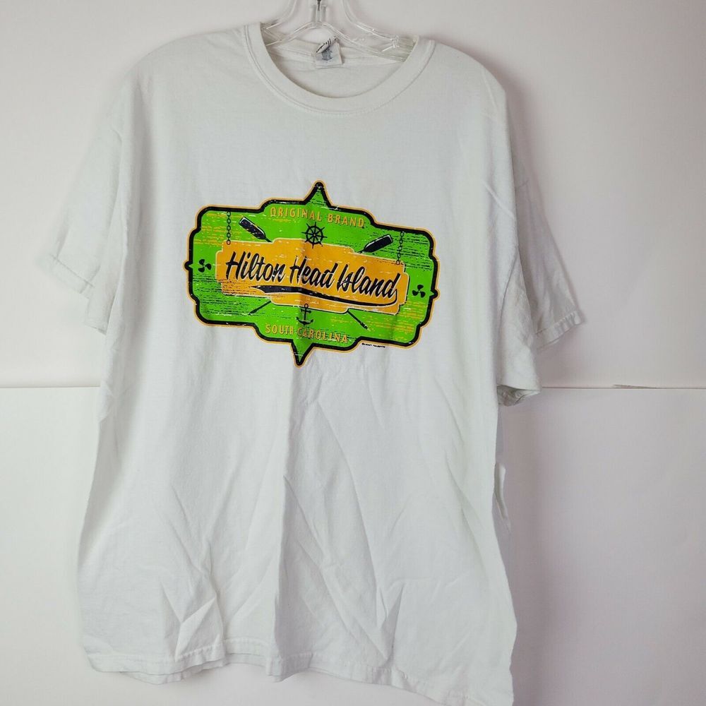 Hilton Head Island Men's XL Cotton Crew Neck‎ T-Shirt Blue